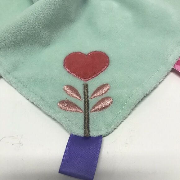 Taggies Pink Green Owl Baby Lovey Security Blanket Plush Bird Teal Hearts - Picture 3 of 11